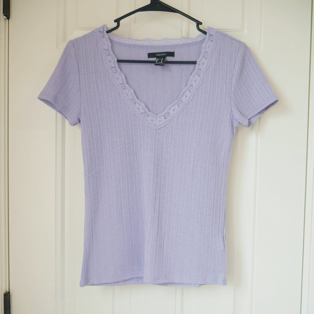 Short-Sleeve Periwinkle Crop Top